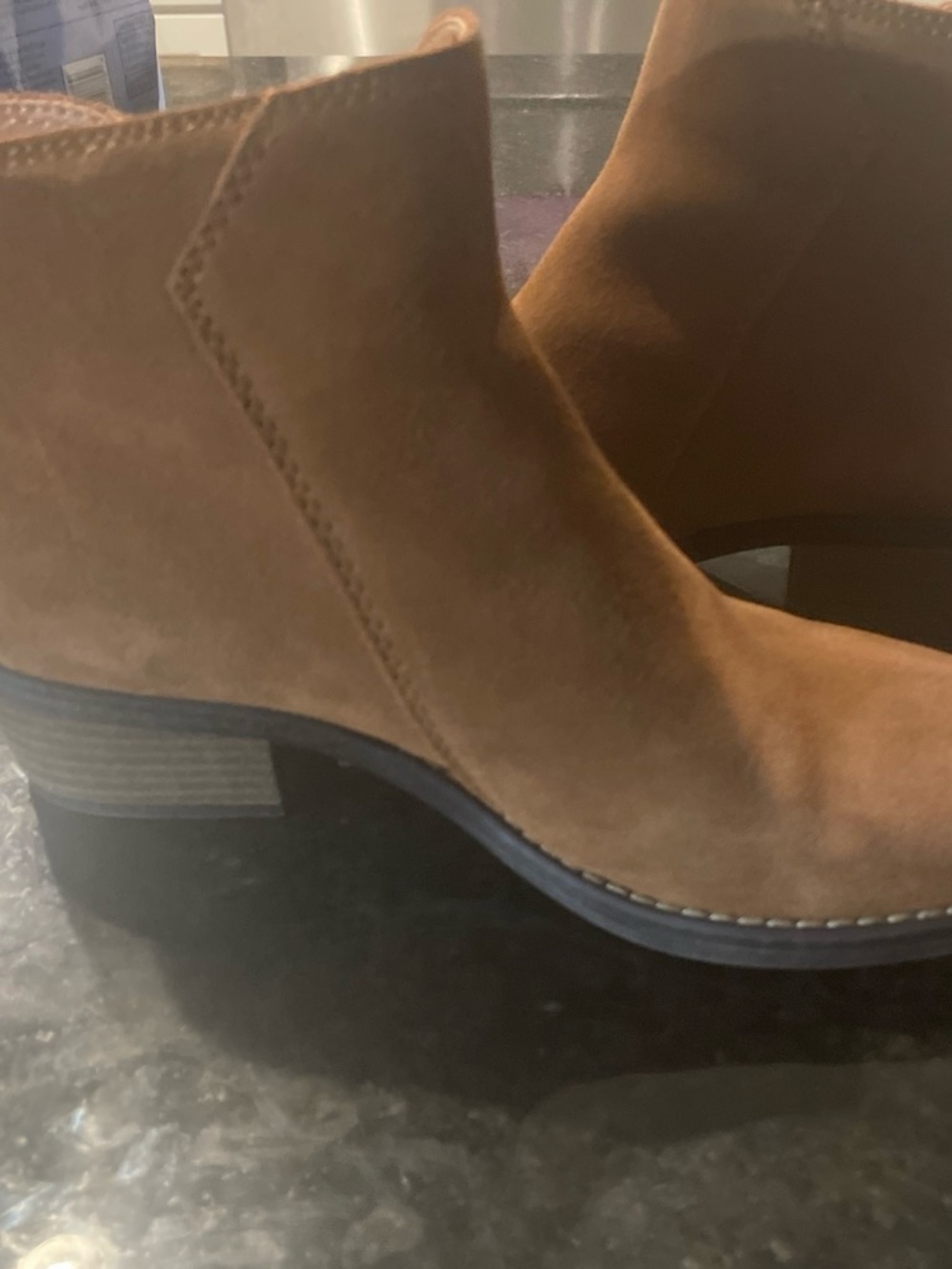 Suede Ankle Bootie in Chestnut Brown